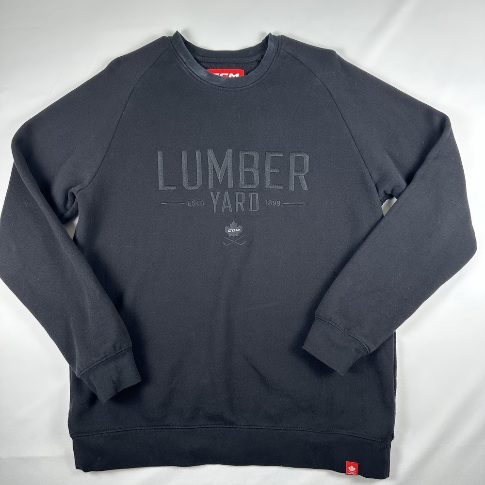 CCM Lumber Yard Estd 1899 Hockey Black Crewneck Sweatshirt Men's Large Fleece